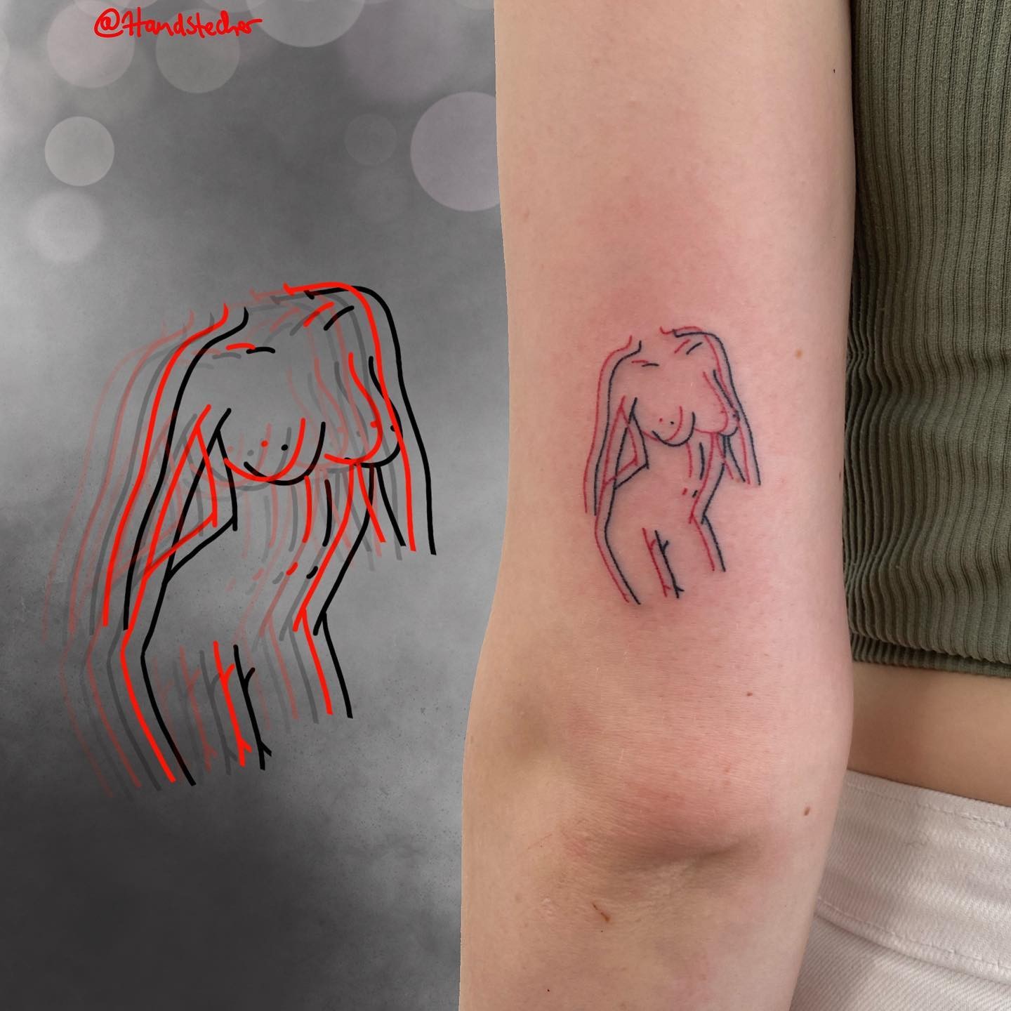 Surreal Minimalist Woman Silhouette Tattoo