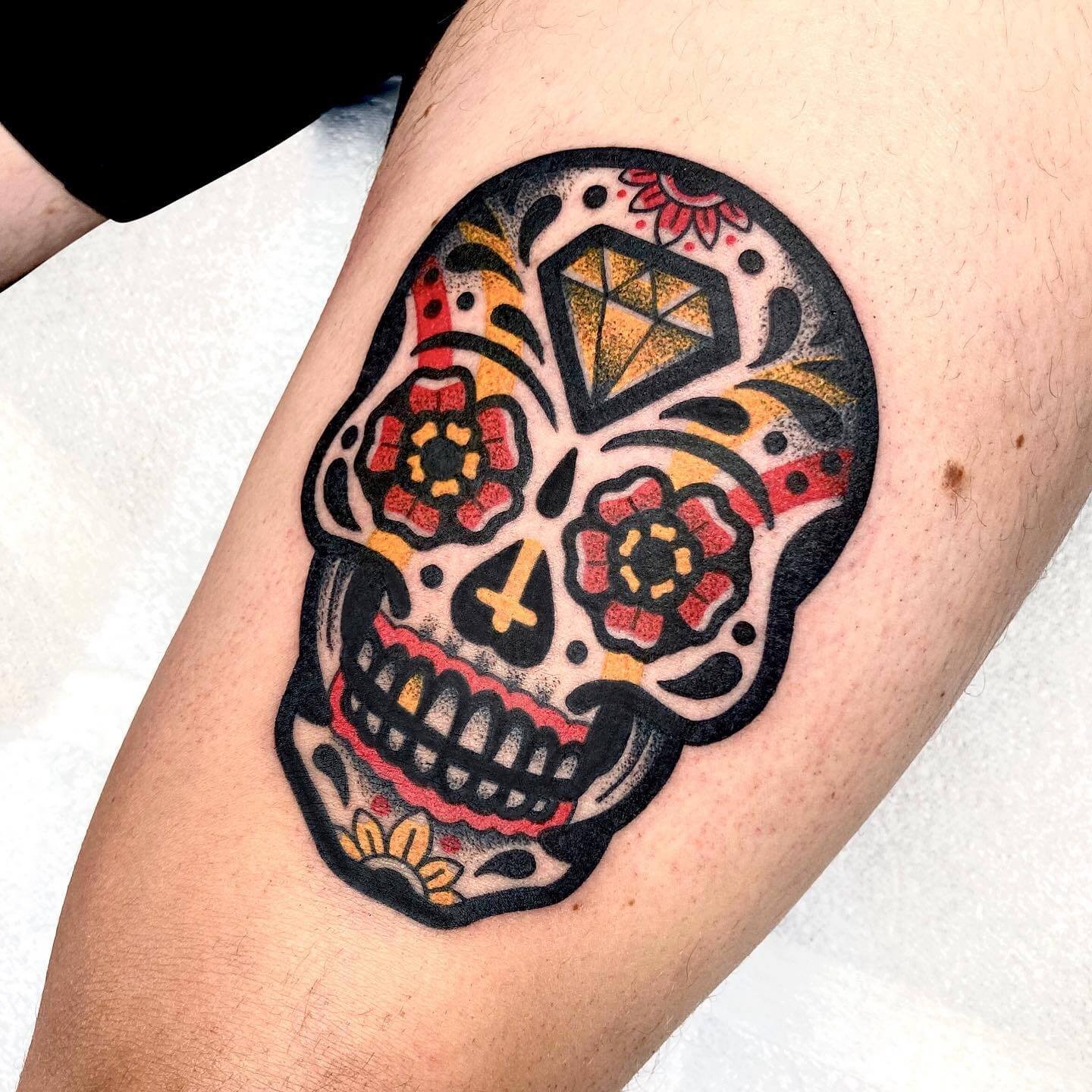 Feminine Simple Sugar Skull Tattoo