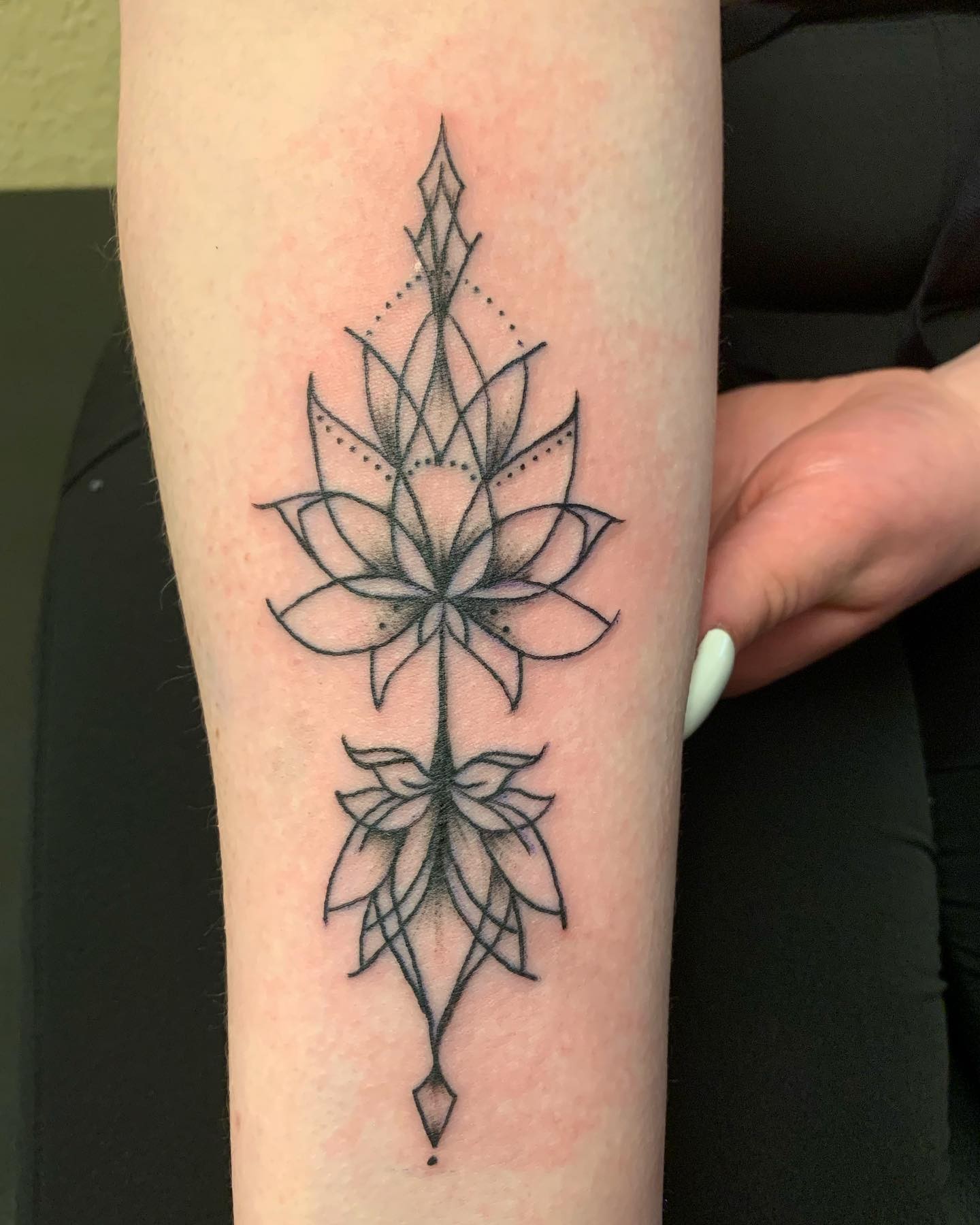 Simple Lotus Lace Mandala For Forearm