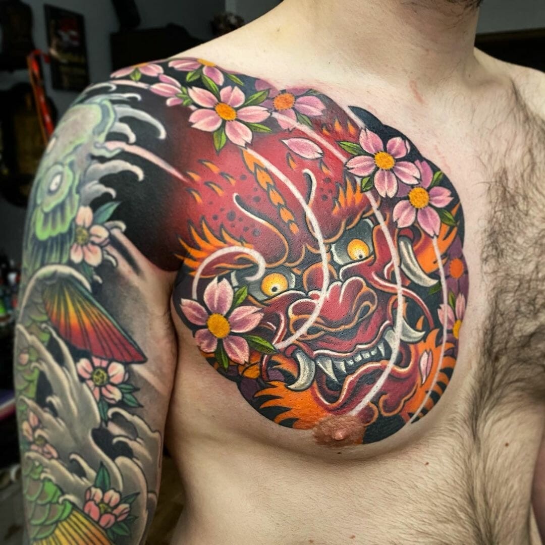 Traditional Japanese Mask Tattoo Designs