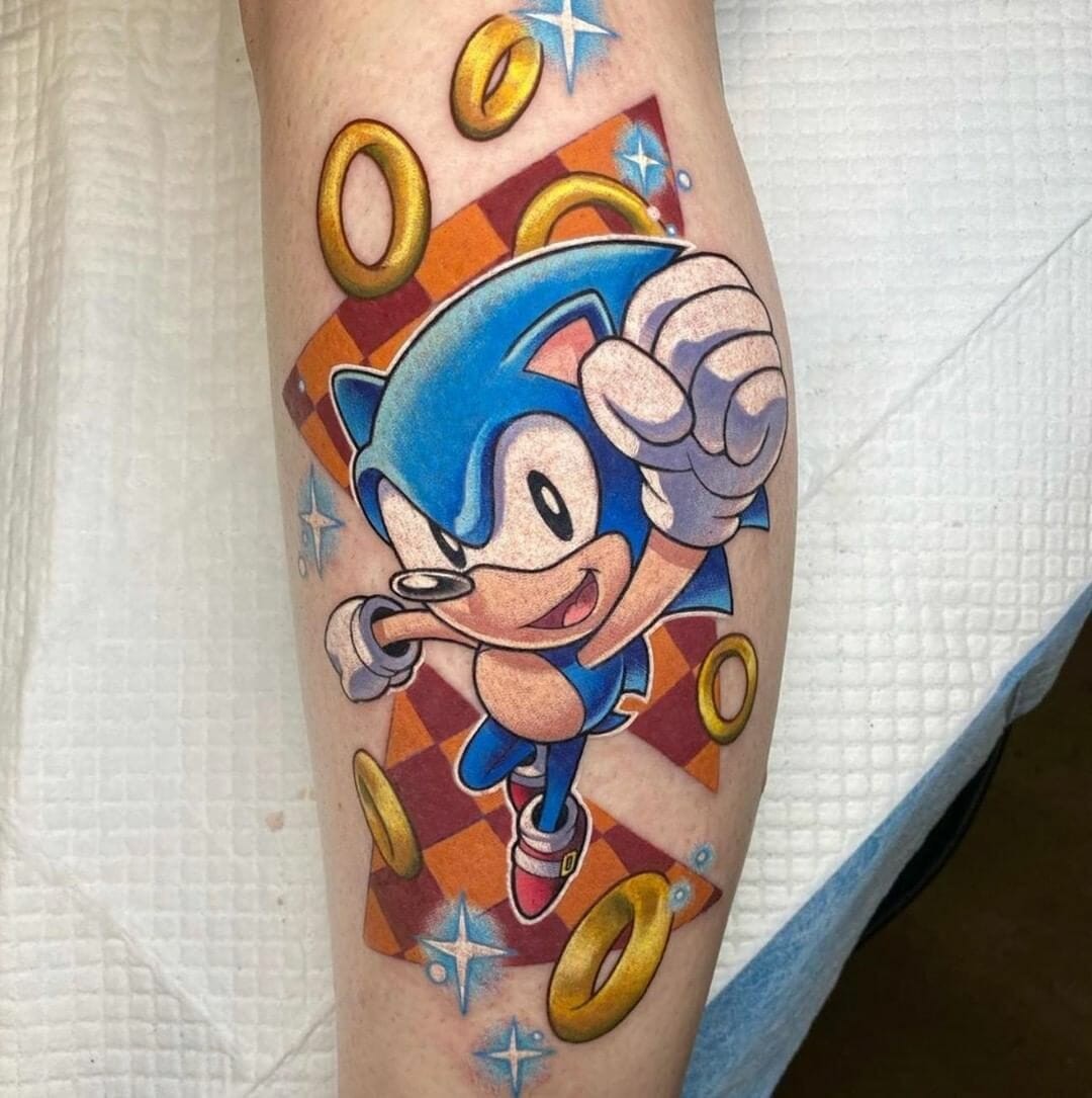 Sonic Game Bicep Tattoo