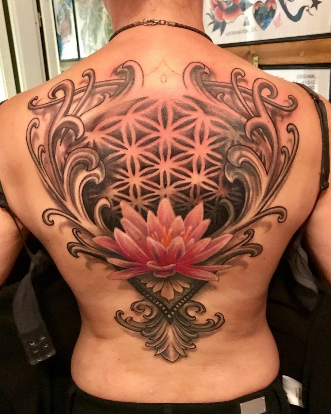 Ornamental Sacred Geometry Sacred Tattoo Flower Of Life Tattoo Design On Back