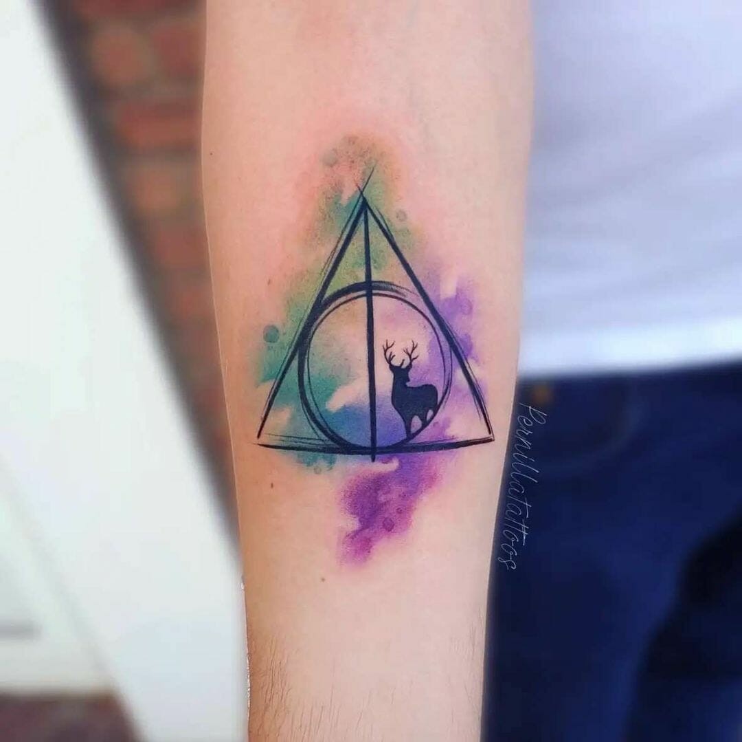 Deathly Hallows With A Patronus Tattoo