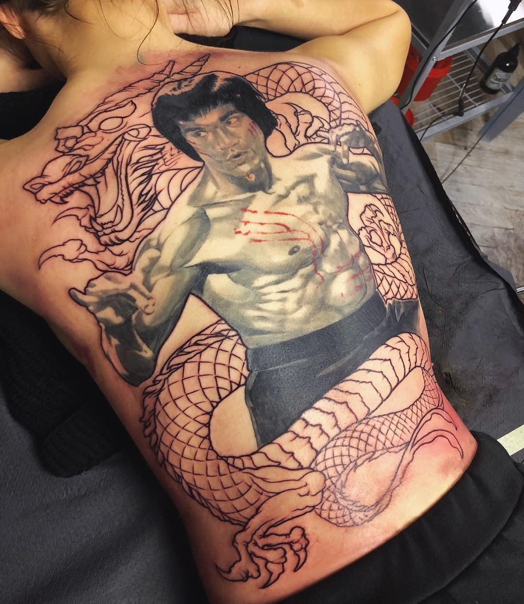 Bruce Lee Back Tattoo