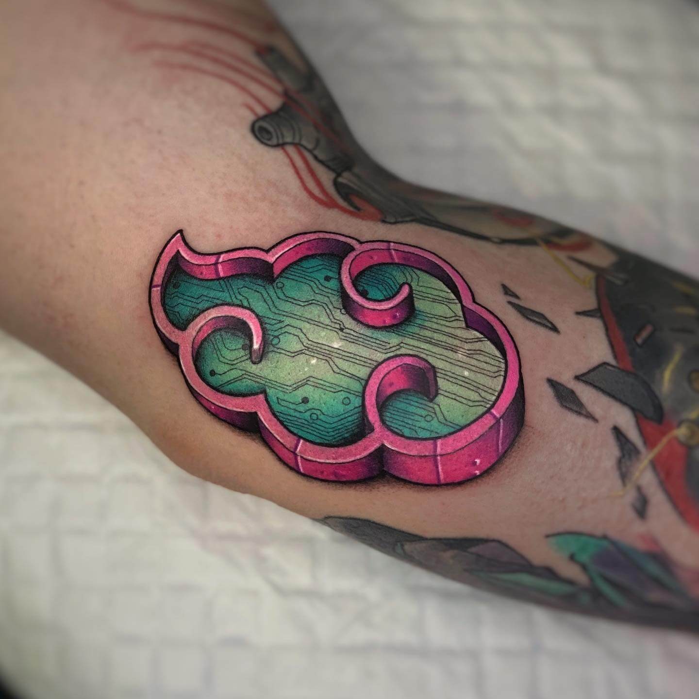 3d Cyberpunk Style Akatsuki Cloud Tattoo