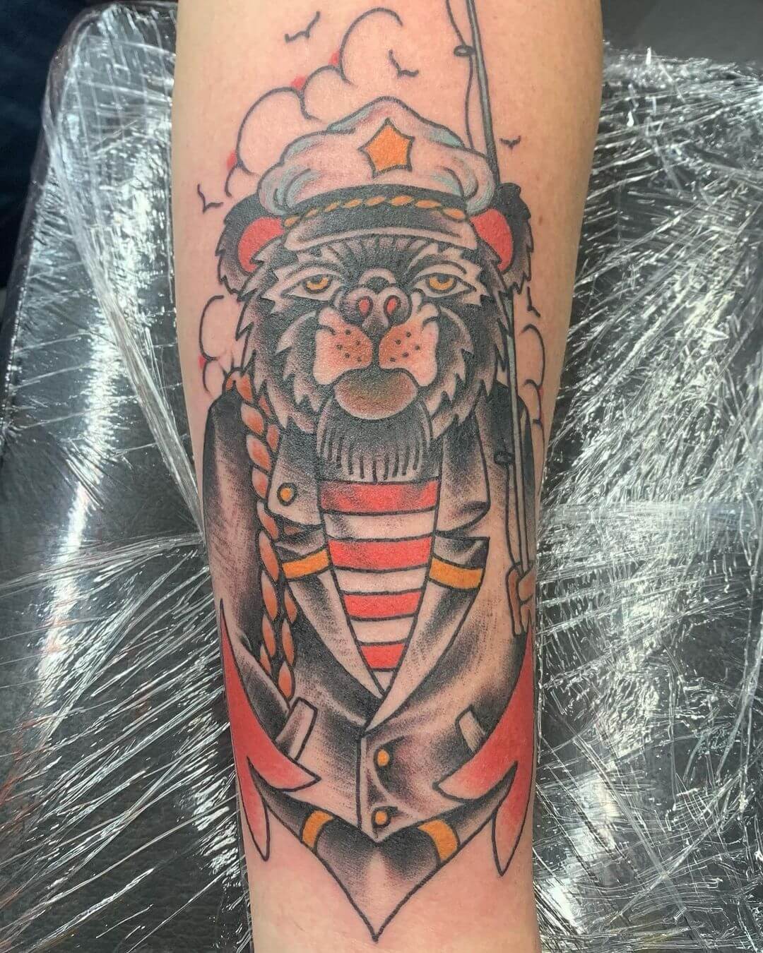 Traditional Sailor Bear Tattoo Design