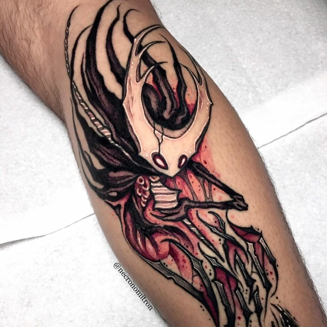 Red And Black Hollow Knight Tattoo