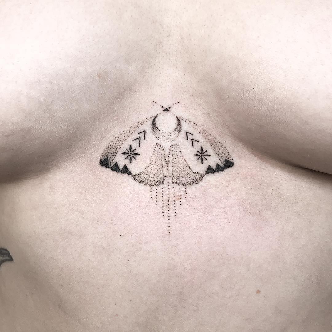 Dainty Moth Tattoo For Women