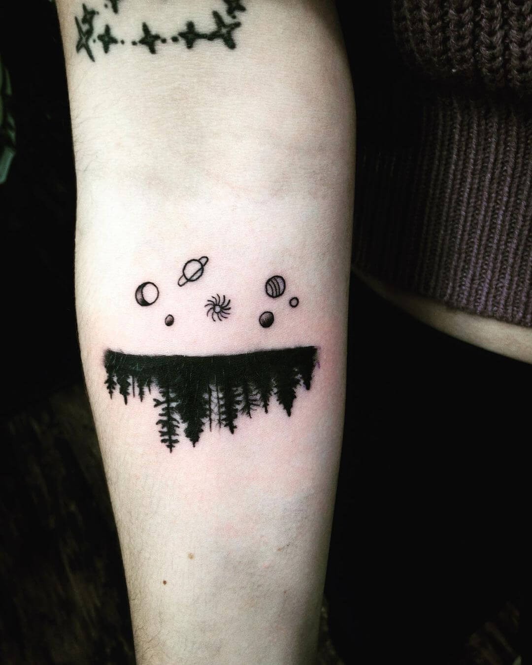 Inverted Forest Tree Silhouette Tattoo