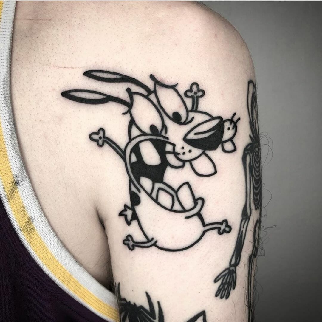 Courage The Cowardly Dog Black & White Tattoo