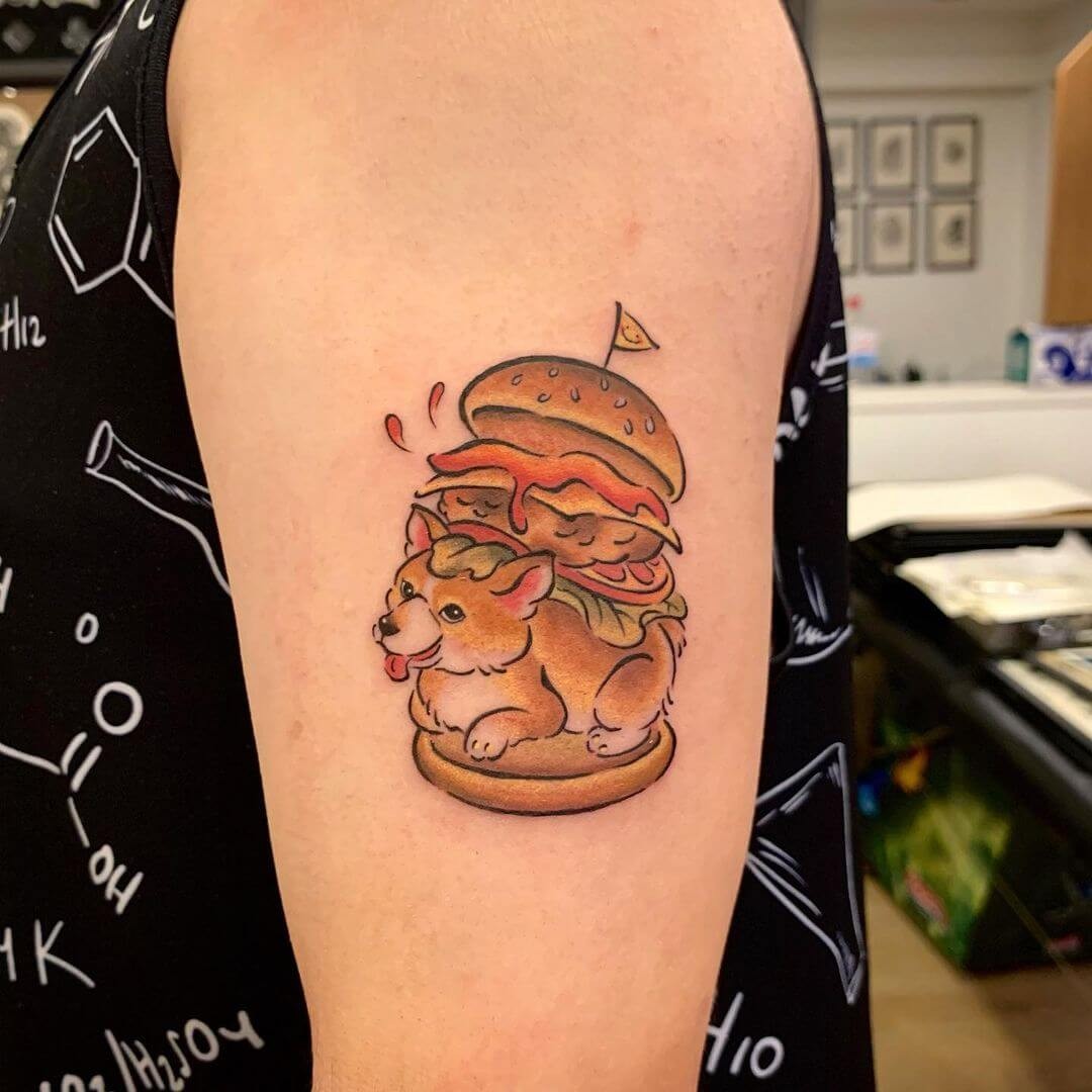 Corgi Tattoo In A Hot ‘Dog’ Burger