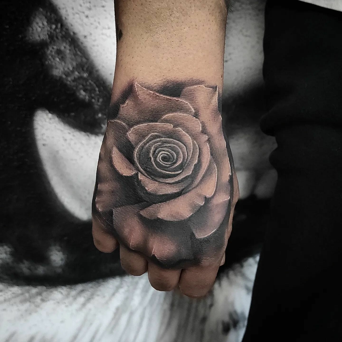 Realistic Black And Gray Rose Outline Tattoo For Men