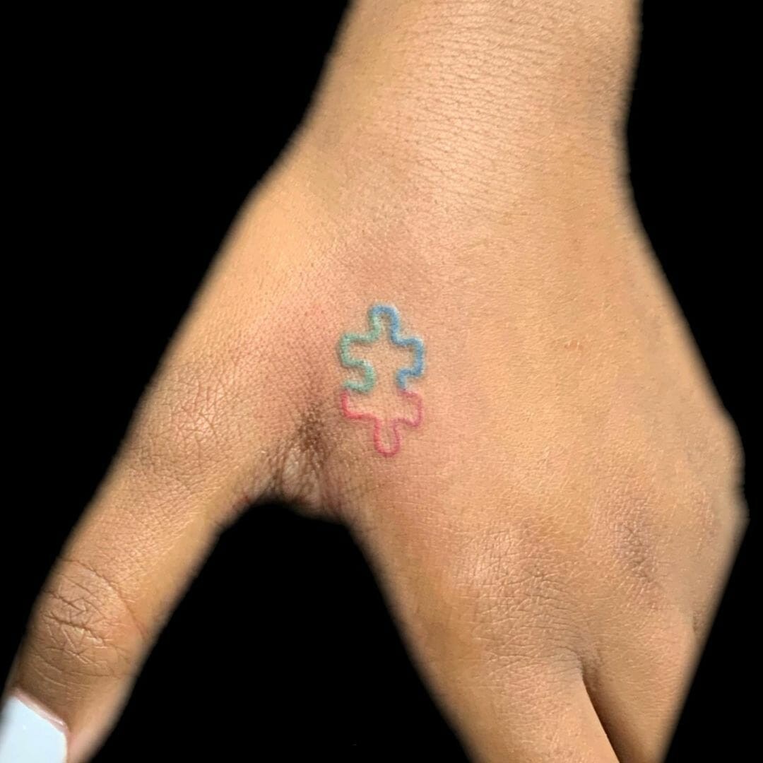 Simple Outline Puzzle Piece Autism Tattoo