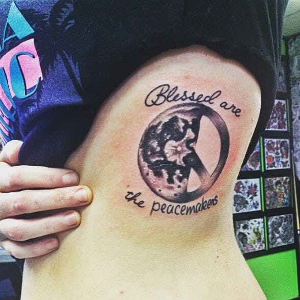 Blessed Are The Peacemakers Rib Tattoo