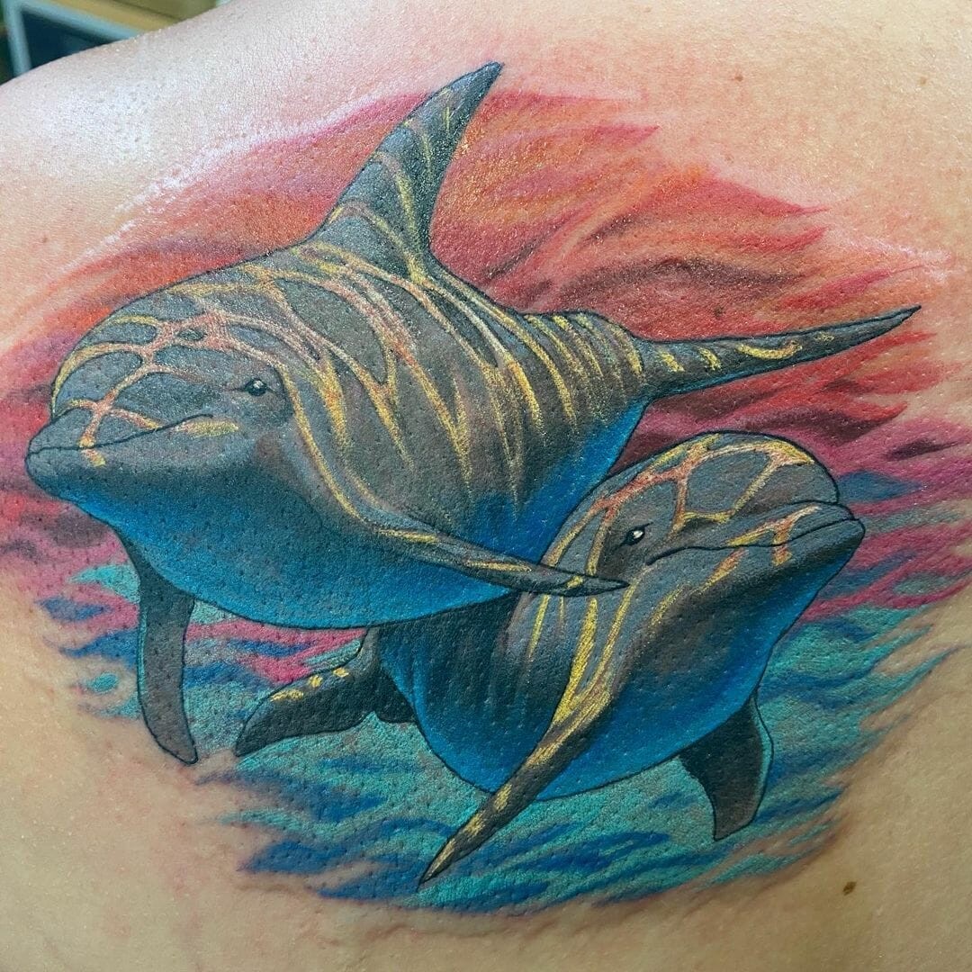 Colourful Dolphin Tattoos