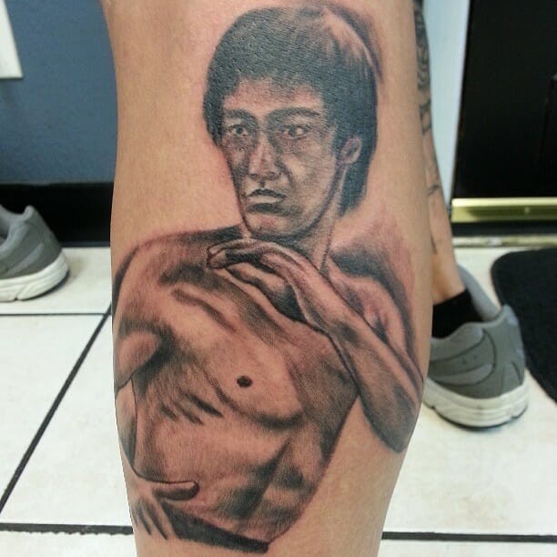 Bruce Lee Leg Tattoo