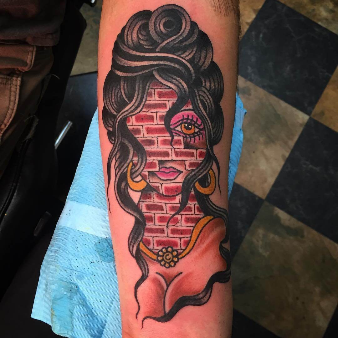 Face Brick Wall Tattoo