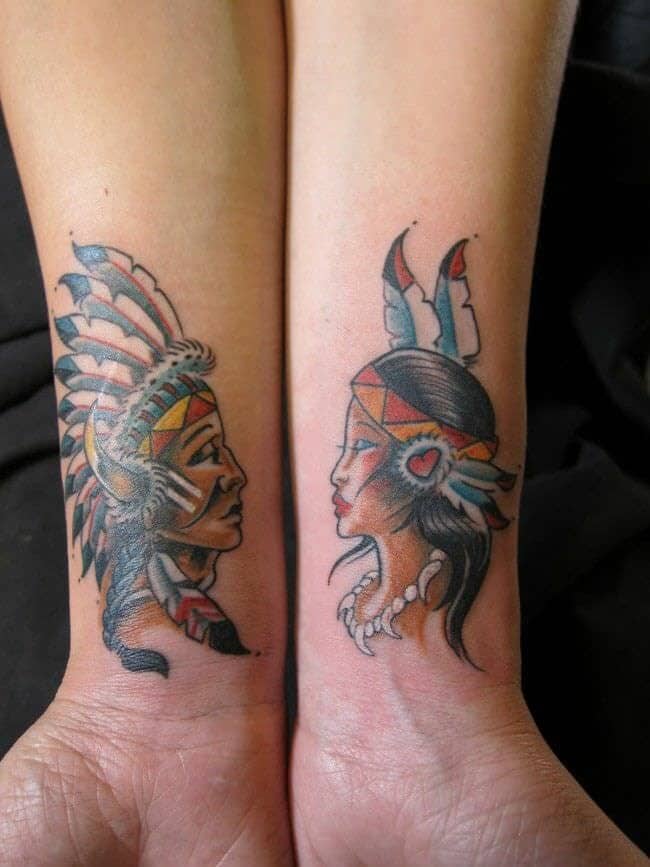 Couples Native American Tattoos