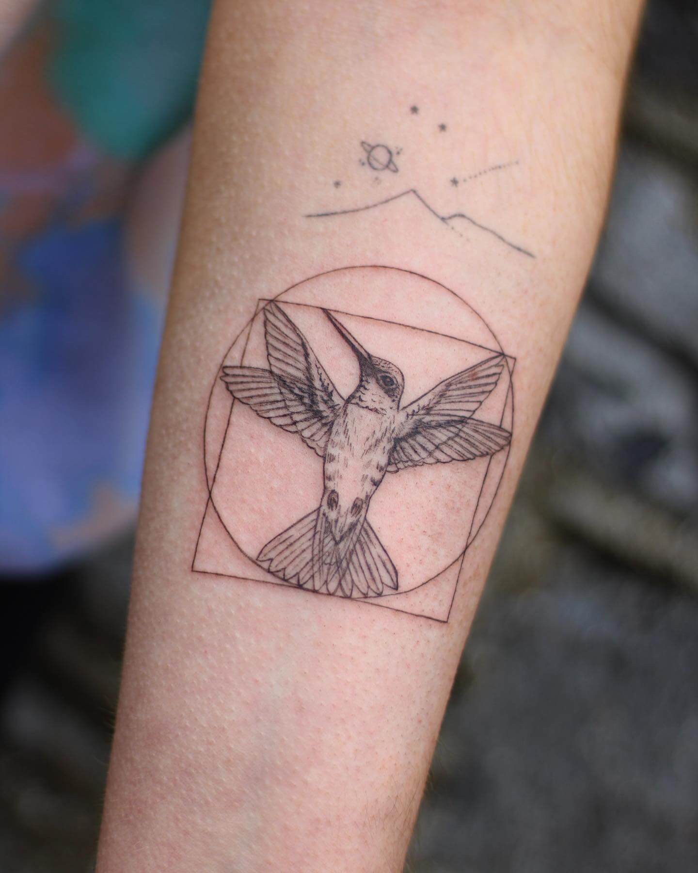 Dimensional Hummingbird Tattoo