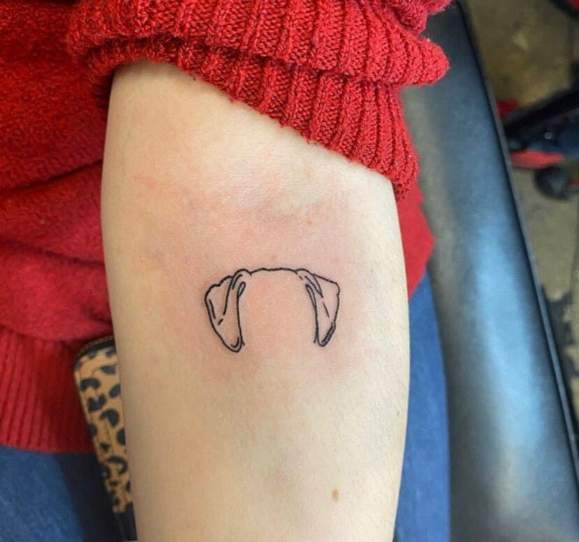 Outline Dog Ear Tattoo