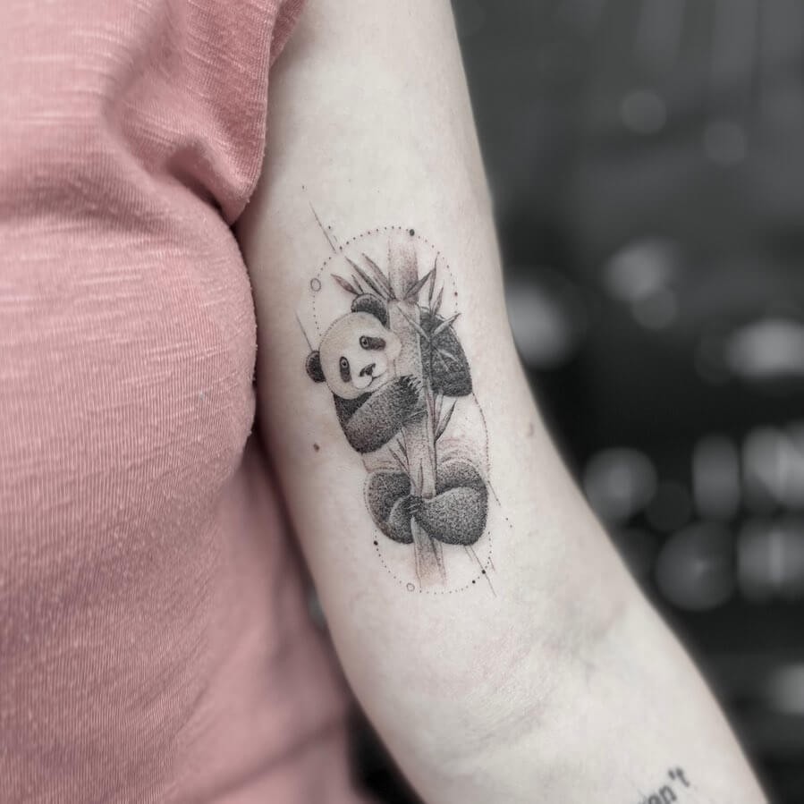 Feminine Panda Bear Tattoo