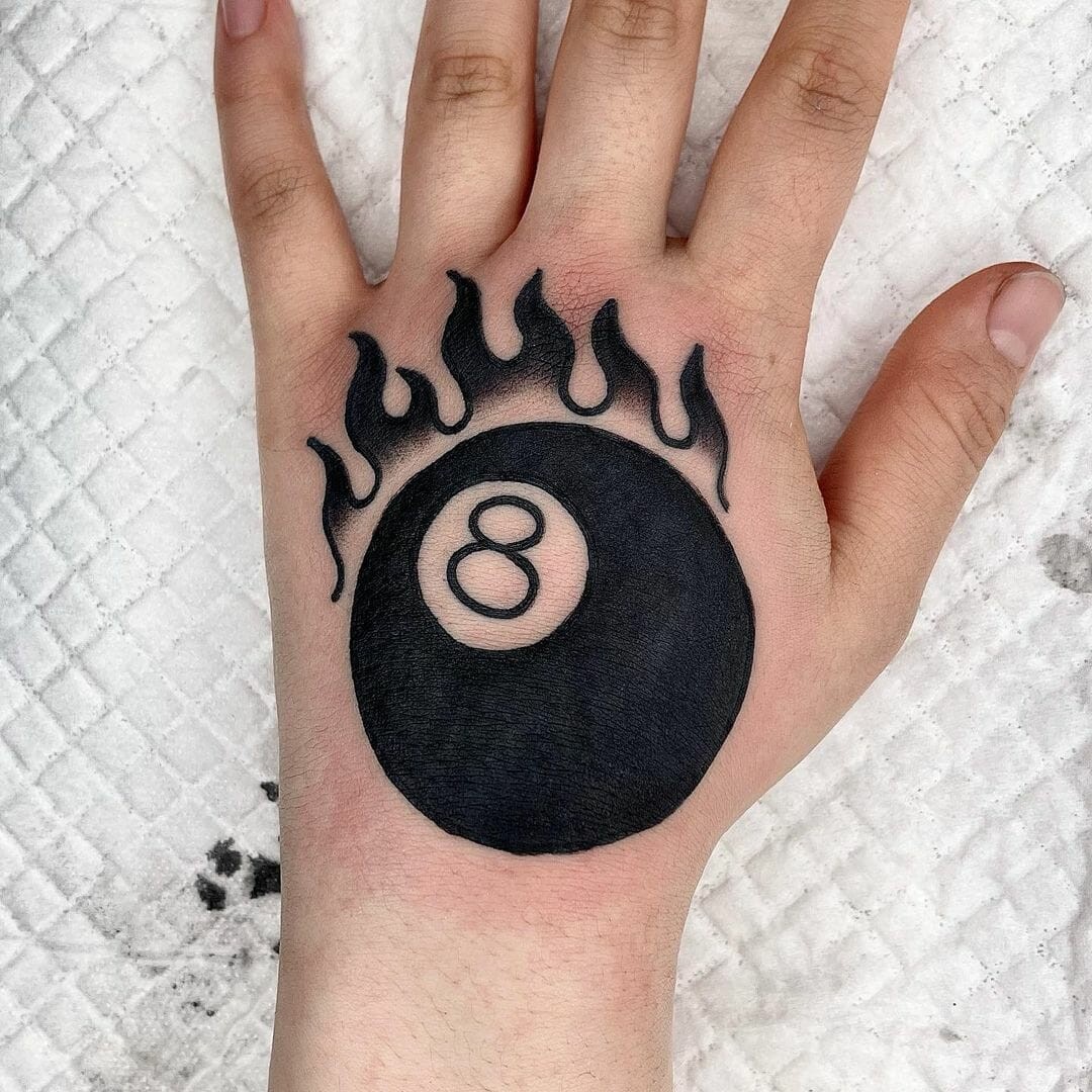 Fierce And Fiery 8 Ball Tattoo