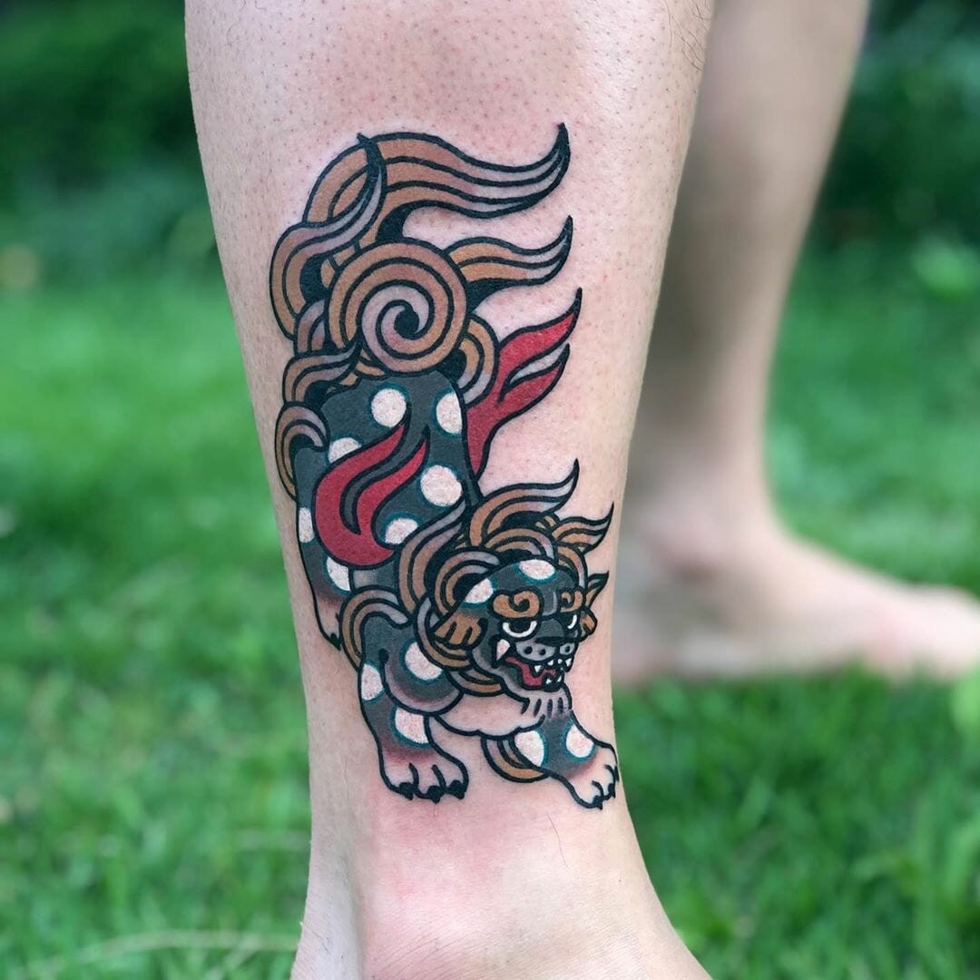 Modern Foo Dog Tattoo