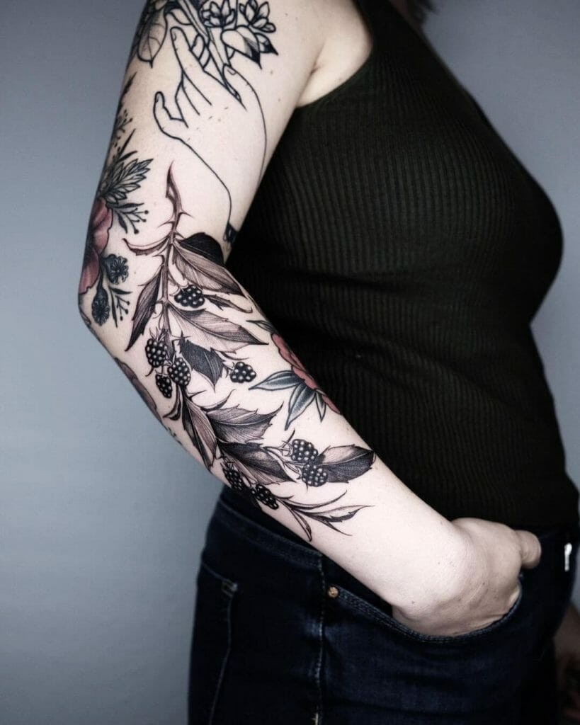 Blueberry Branch Tattoo Sleeve Filler Ideas