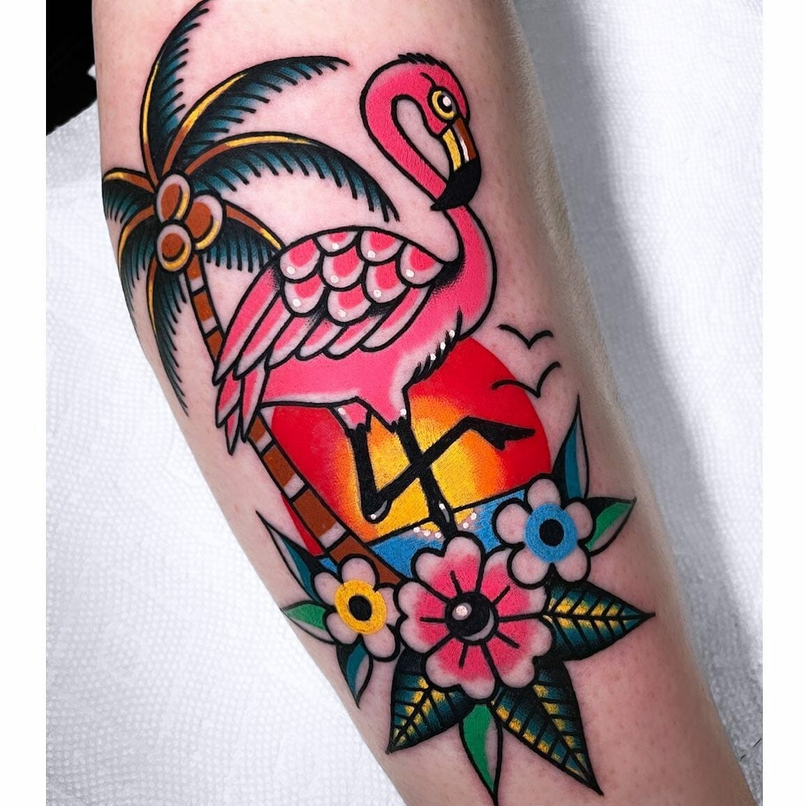 Flamingo On The Beach Tattoo