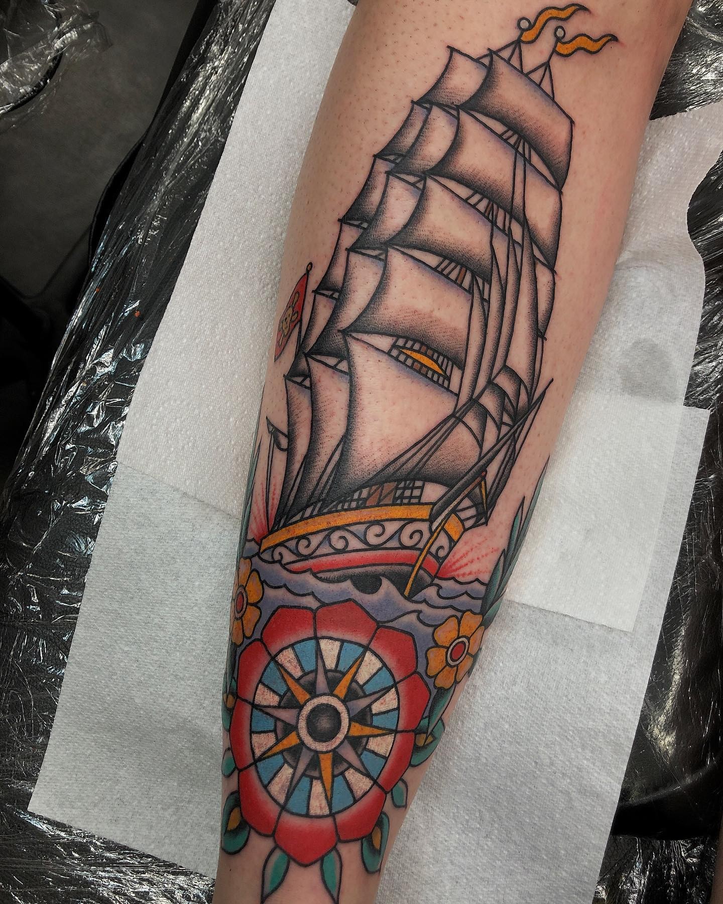 Traditional Ship Tattoo