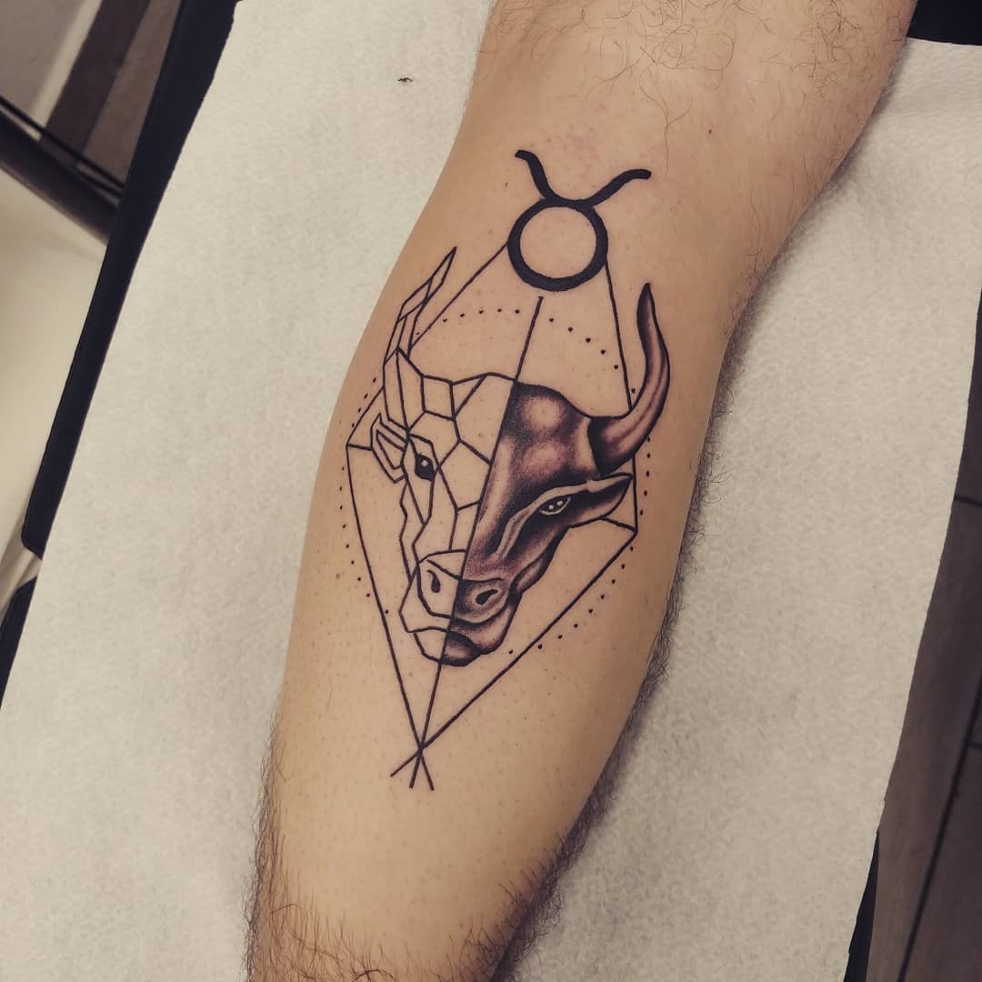 Male Half Sleeve Taurus Tattoo