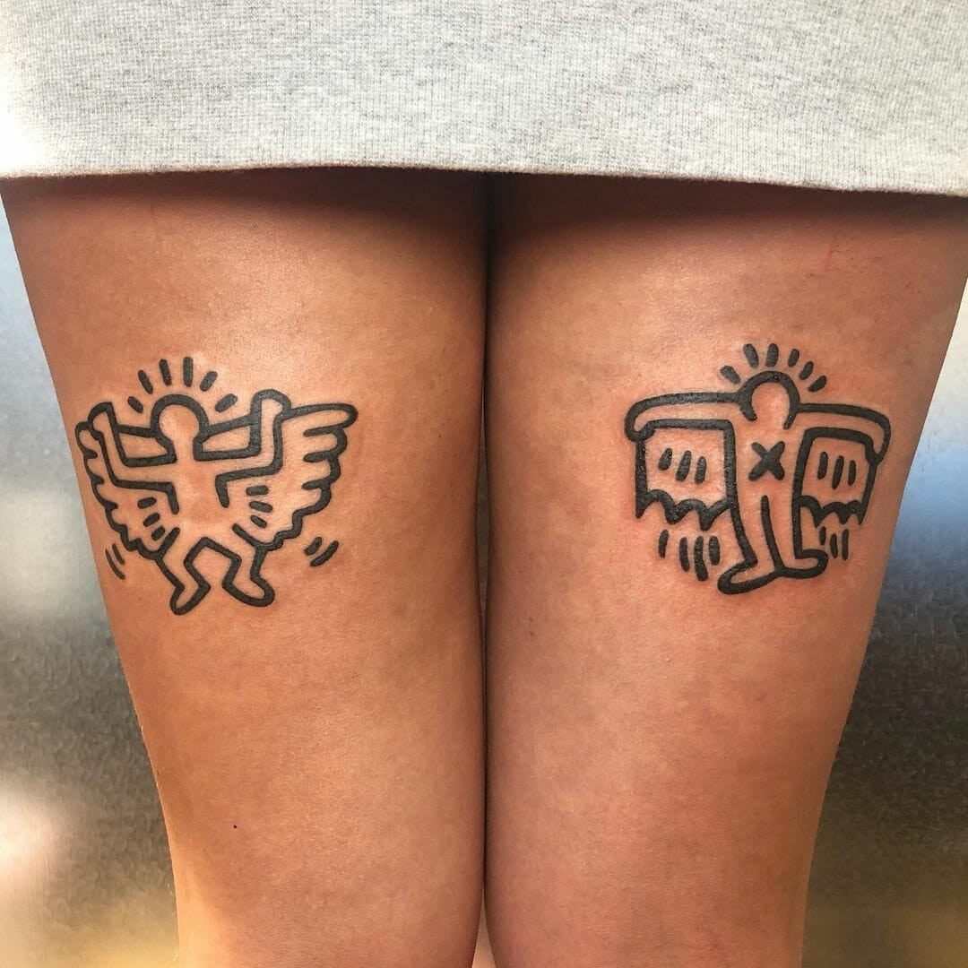 Keith Haring Angel Tattoo