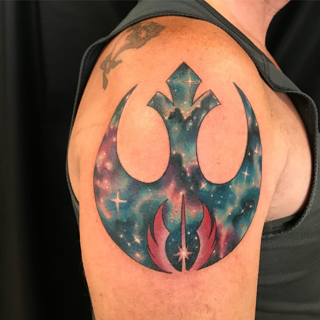 Rebel Alliance Tattoo On Shoulder Symbol