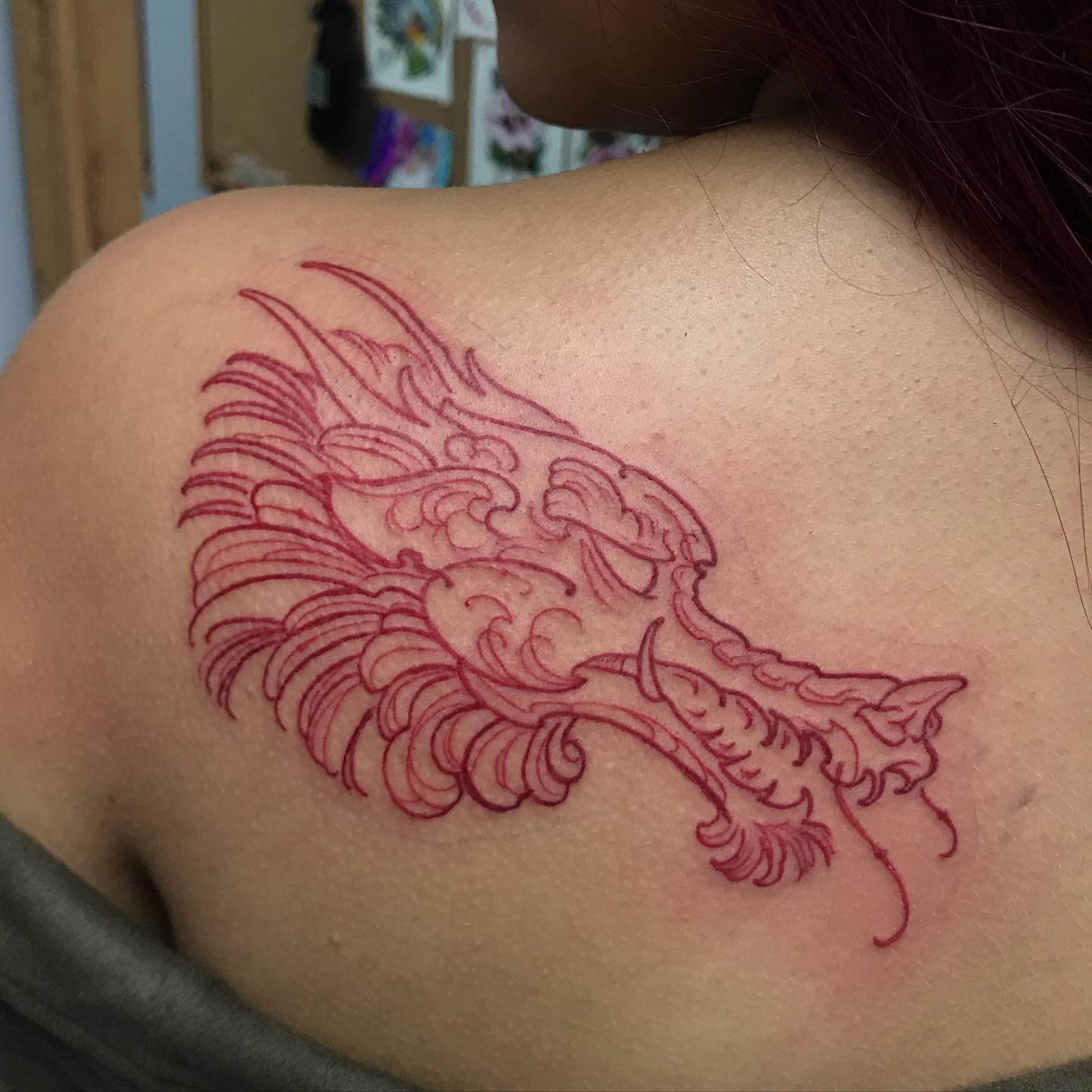 Red Dragon’s Head Tattoo Outline