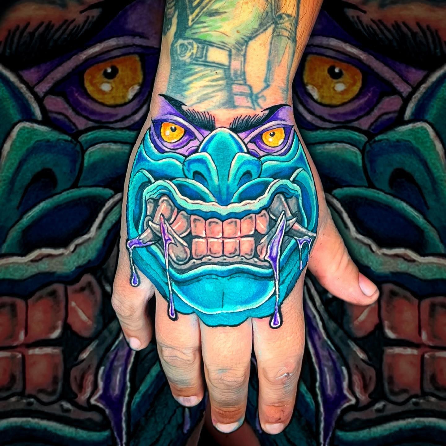 Stunning Oni Mask Tattoo