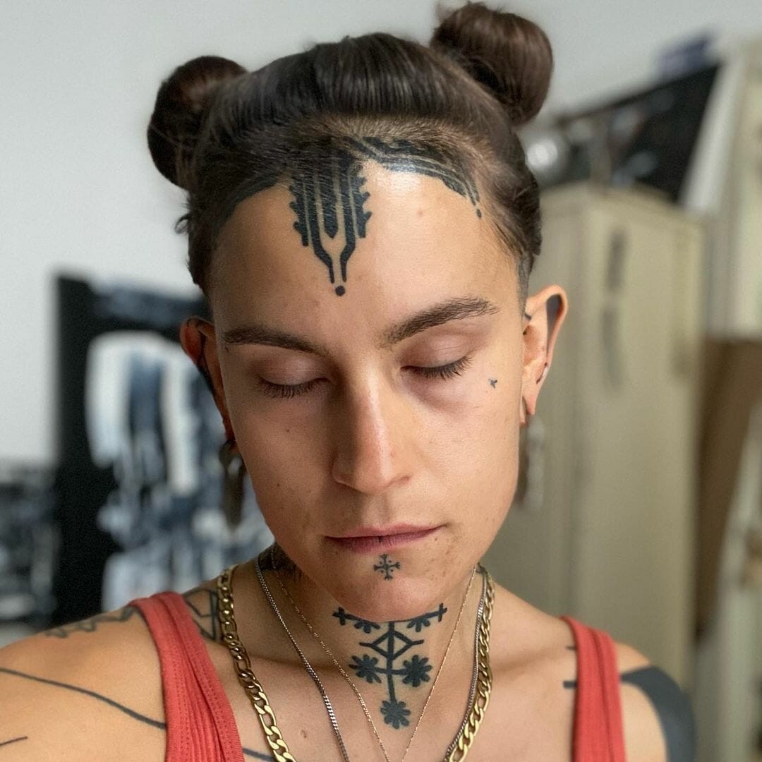 Tribal Forehead Tattoo