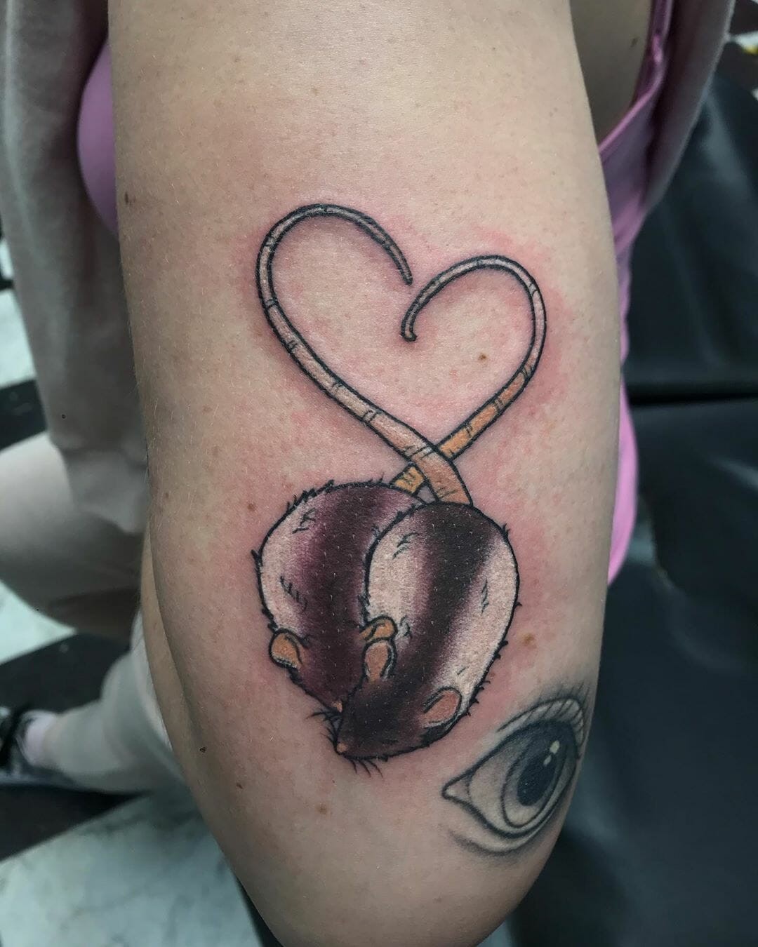 Lovely Rats Tattoos Heart Shaped Tails Tiny Rats In Love Tattoo Idea For Couples