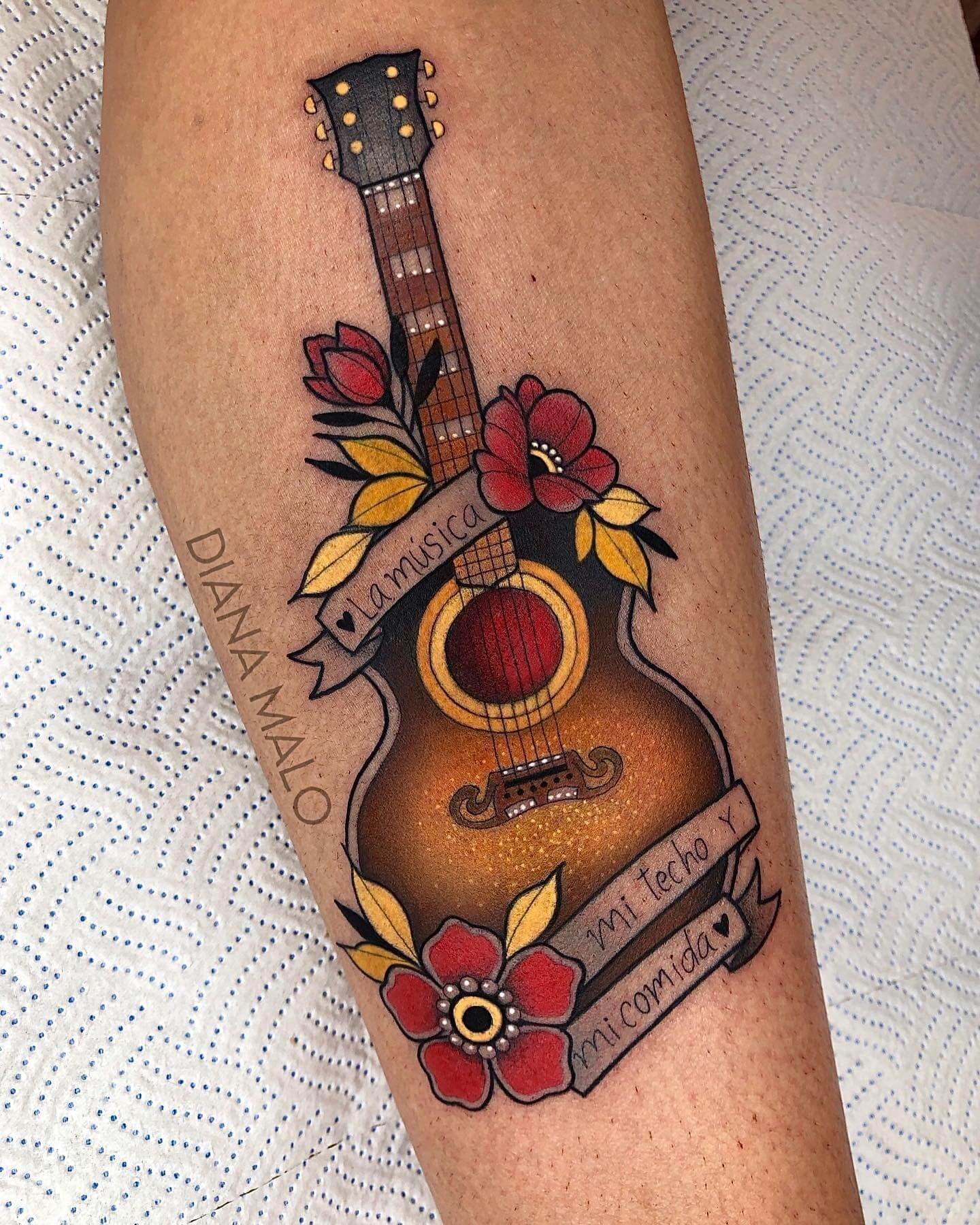 Simple Guitar Tattoo Design