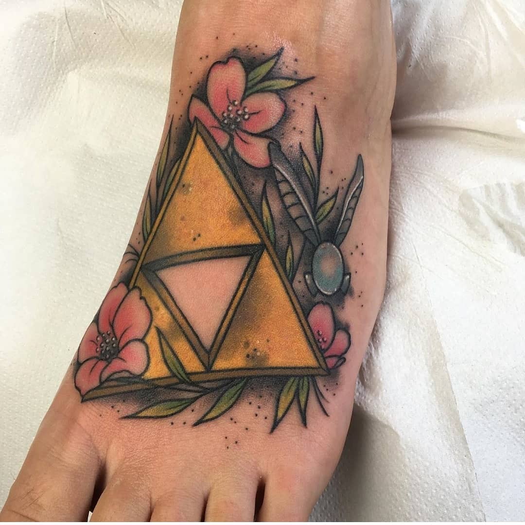 Triforce Tattoos On Foot