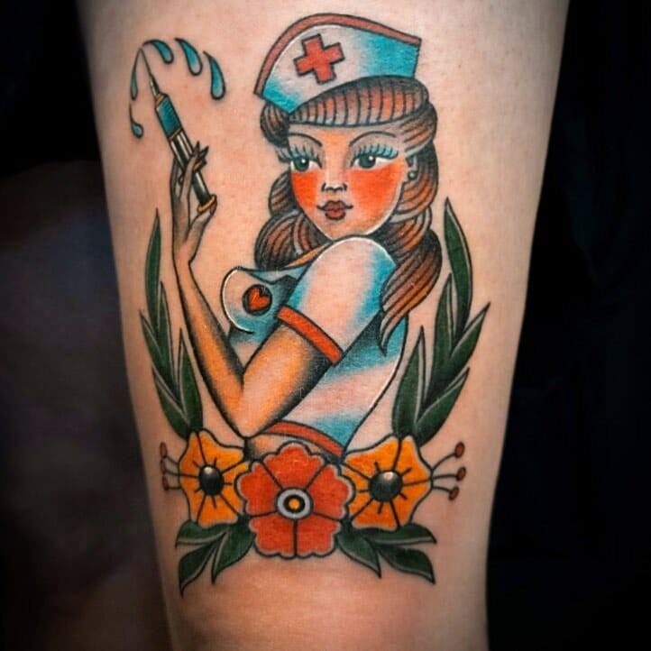 Realistic Pin Up Girl Tattoo