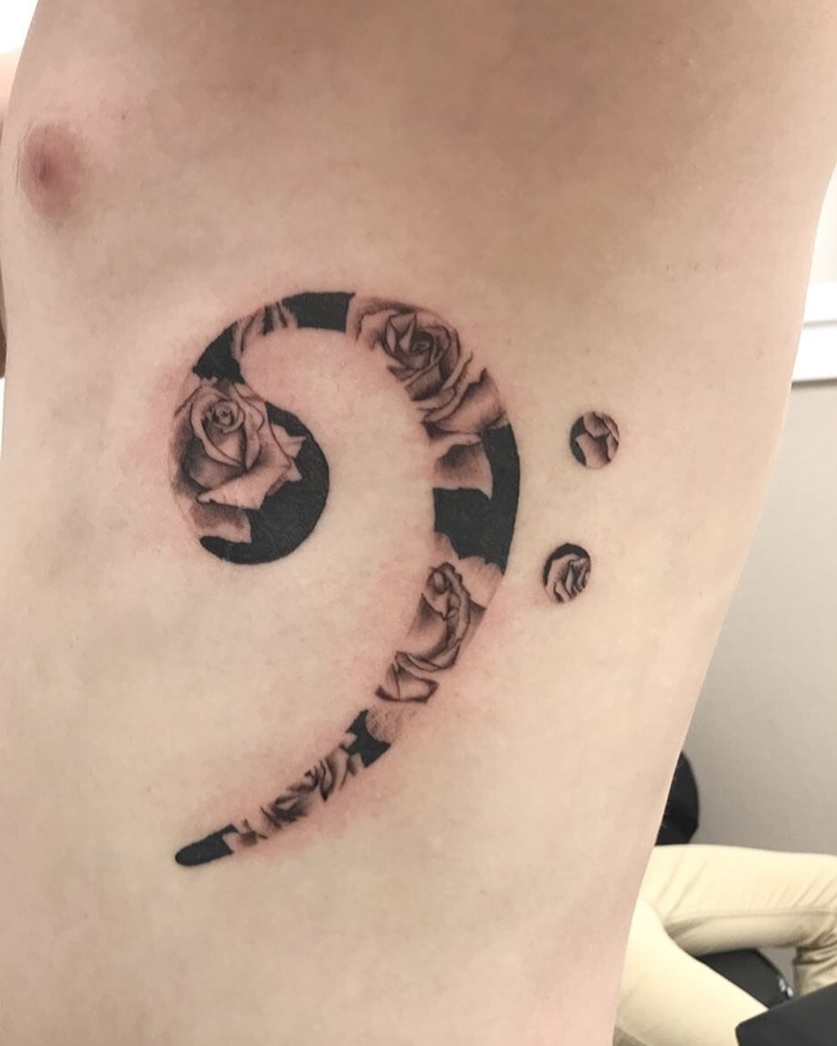 Rose Bass Clef Tattoo