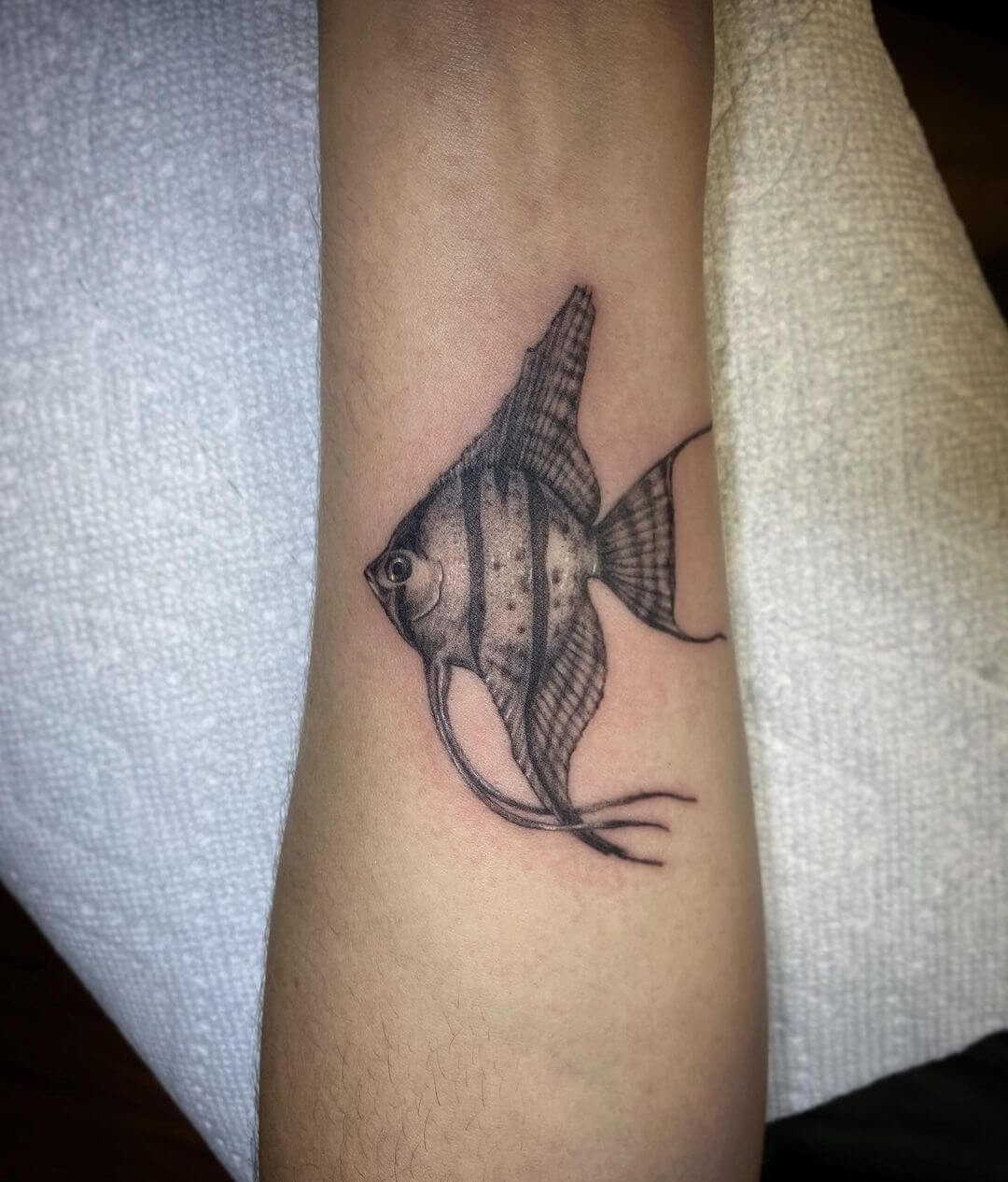 Small Angel Fish Tattoo Design