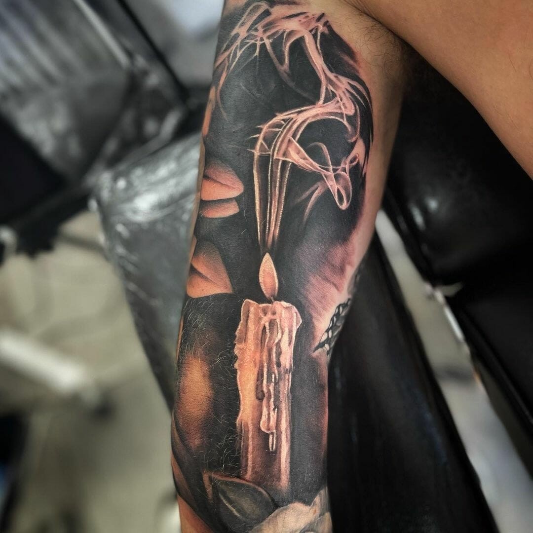 Candle And Smoke Tattoo