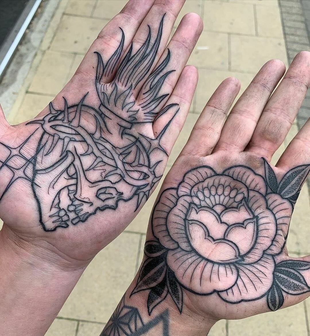 Old School Palm Tattoo