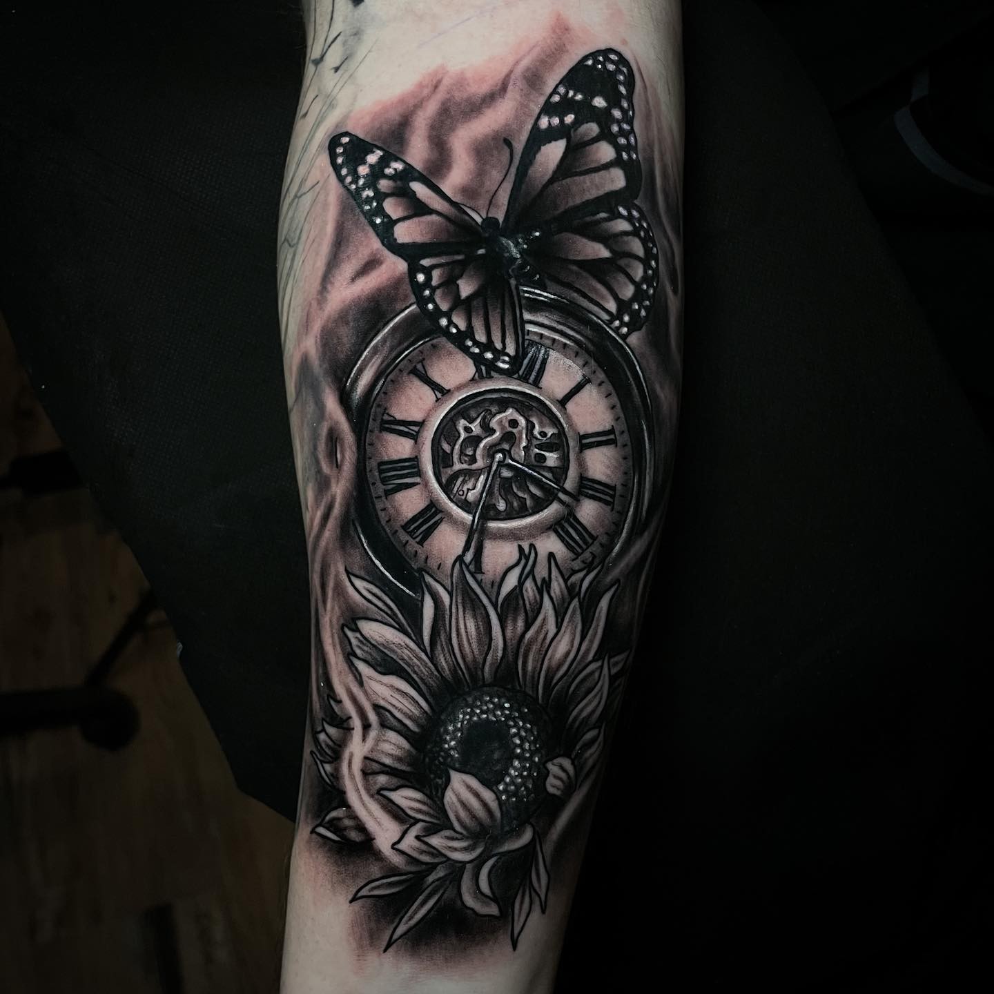 Butterfly Clock Tattoo