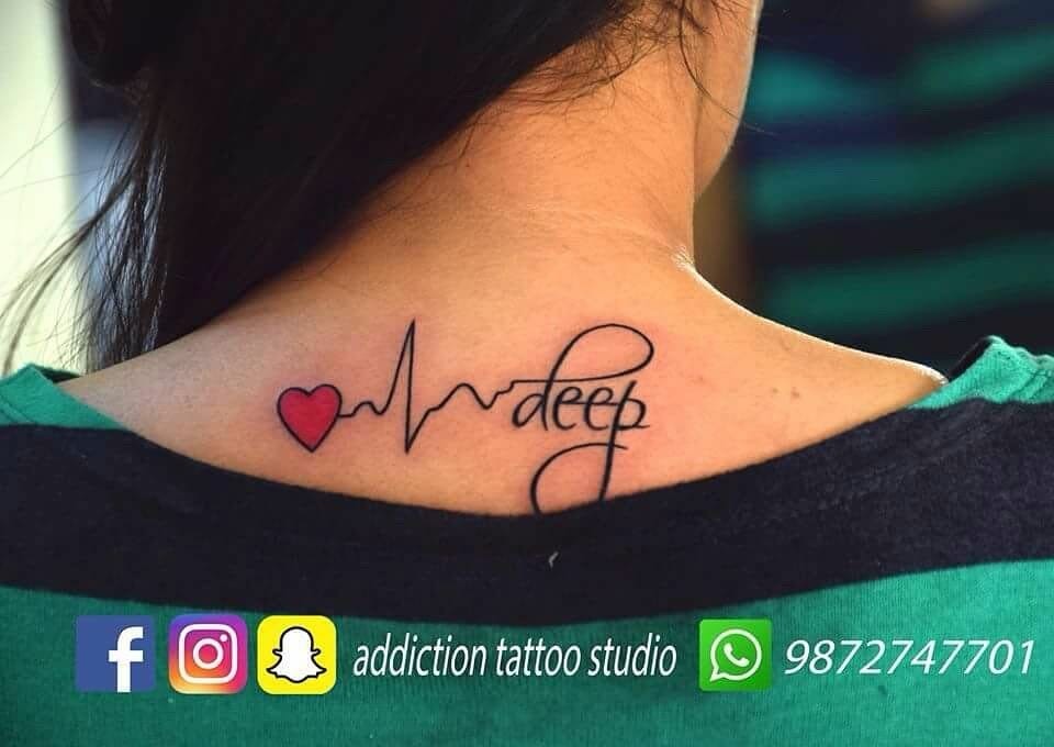 A Heartbeat Tattoo Design With The Name Of Your Loved Ones