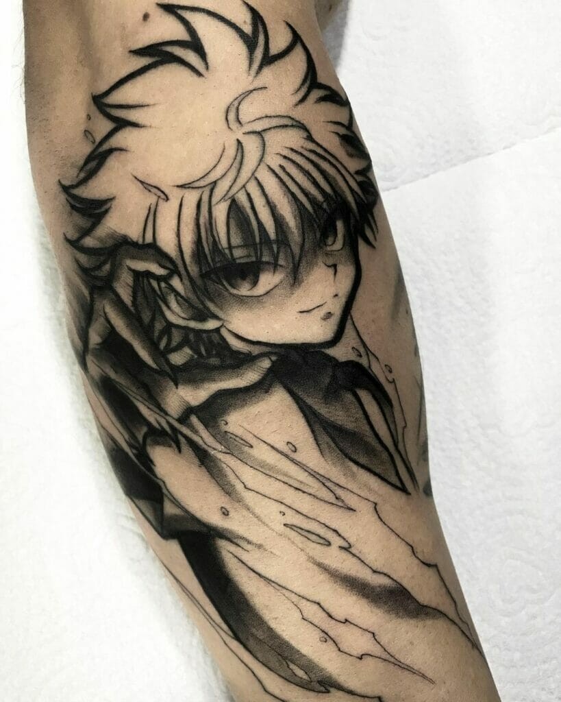 Black and White Killua Hunter Tattoo Ideas