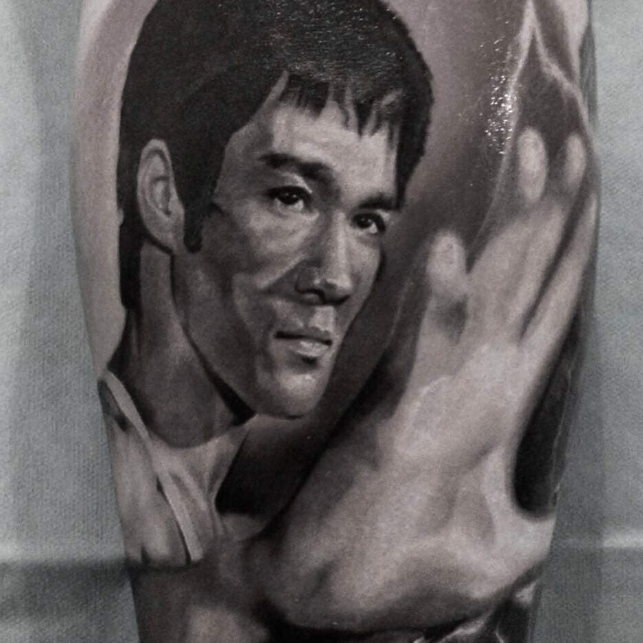 Bruce Lee In Action Tattoo