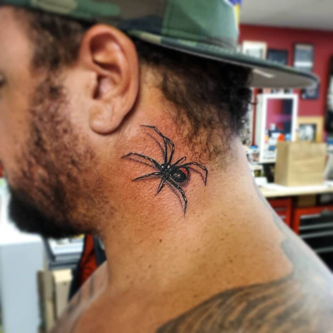 Black Widow Tattoo On Neck