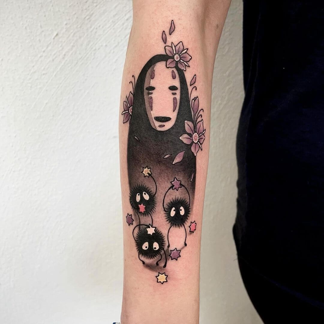 The Splendid No Face X Soot Sprites X Flower Vines Tattoo